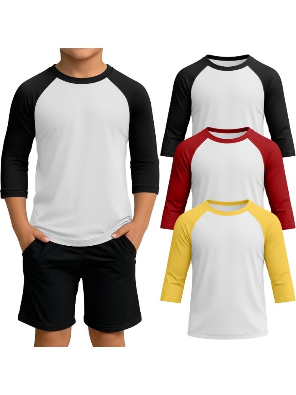 3 Pack Boys Baseball Tees - Soft Cotton, Stylish Designs, Perfect for Play!